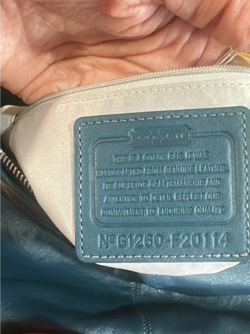 Coach Teal Blue Leather Pleated Crossbody Bag